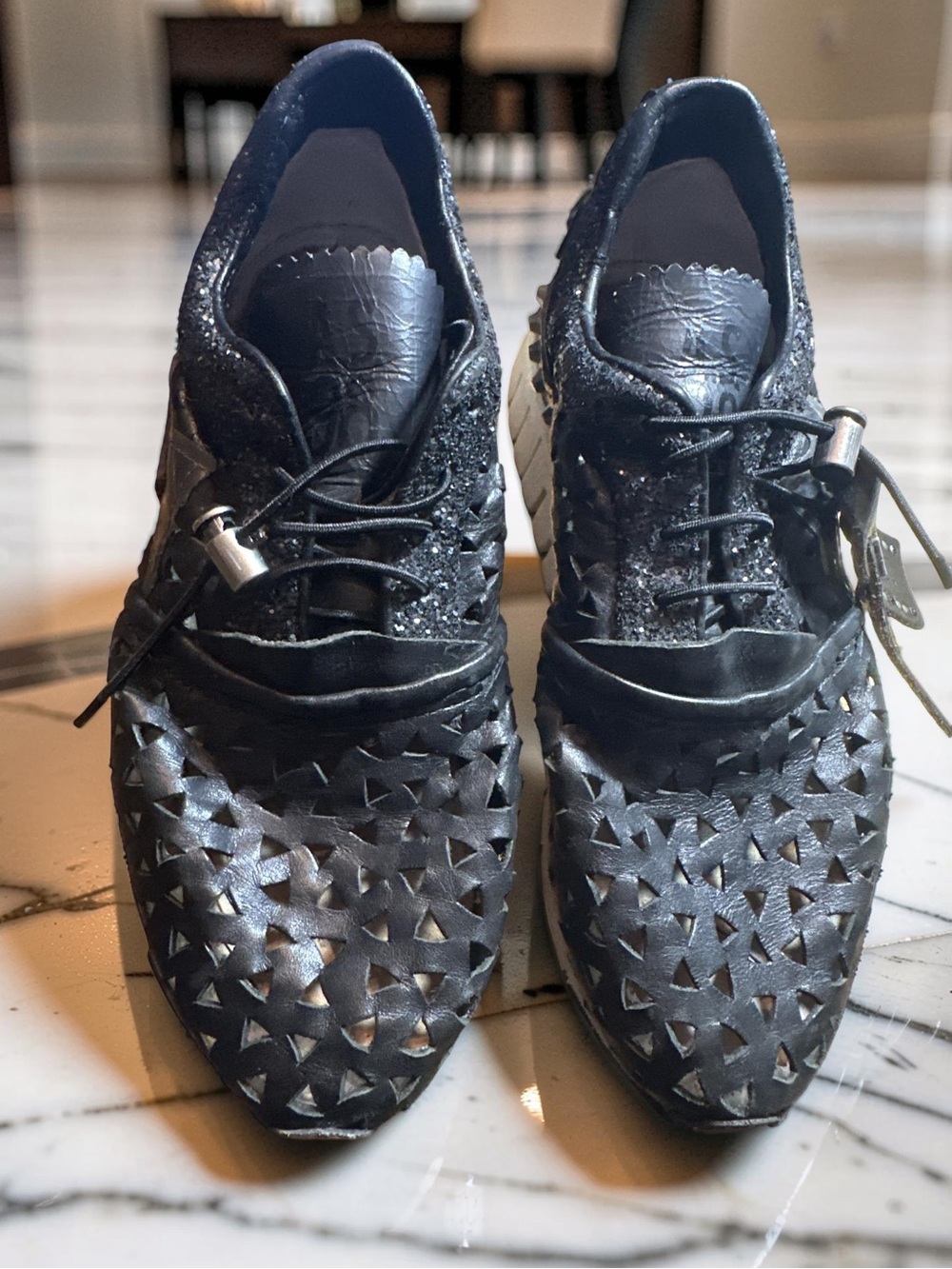 A.S.98 ADRIAN Designer sneakers Shoes 36-6 USWomen Black Perforated Leather $275